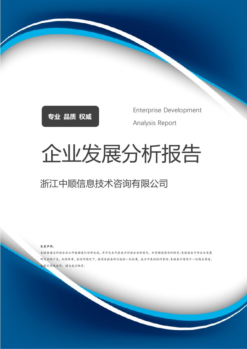 浙江中顺信息技术咨询企业发展分析报告